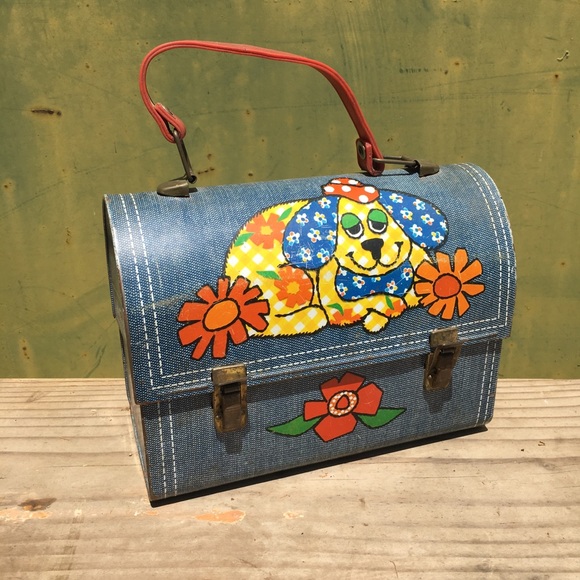 1970’s Patterned *Sleepy Dog* Metal Lunchpail~ - Picture 6 of 6